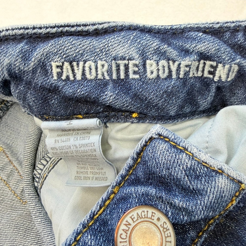 American Eagle Favorite Boyfriend Jeans Womens 4 Blue Stretch Low Rise - Picture 4 of 10